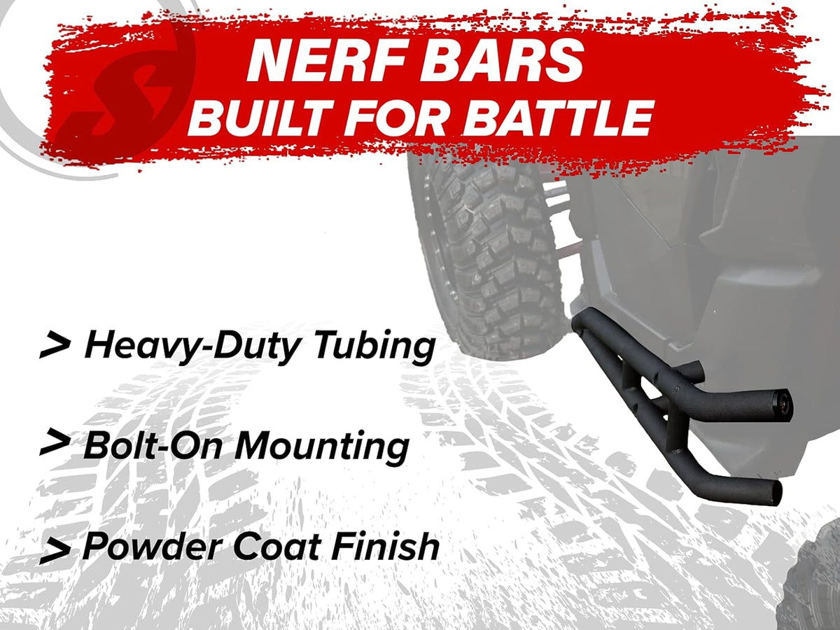 Heavy-Duty Nerf Bars with 1.75” Diameter Steel Tubing, Wrinkle Black Finish F4271