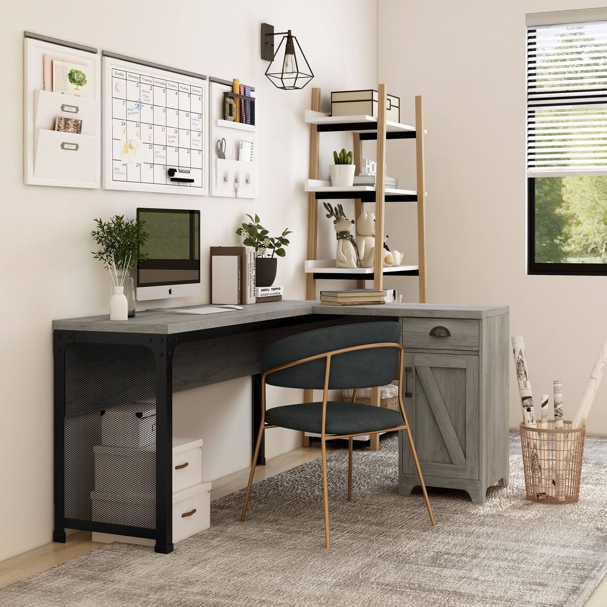 Reclaimed Oak L-Shape Desk V666919