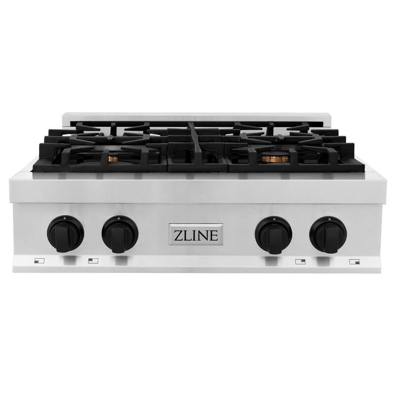 4 Burner Gas Cooktop with Matte Black Knobs in Stainless Steel G32718