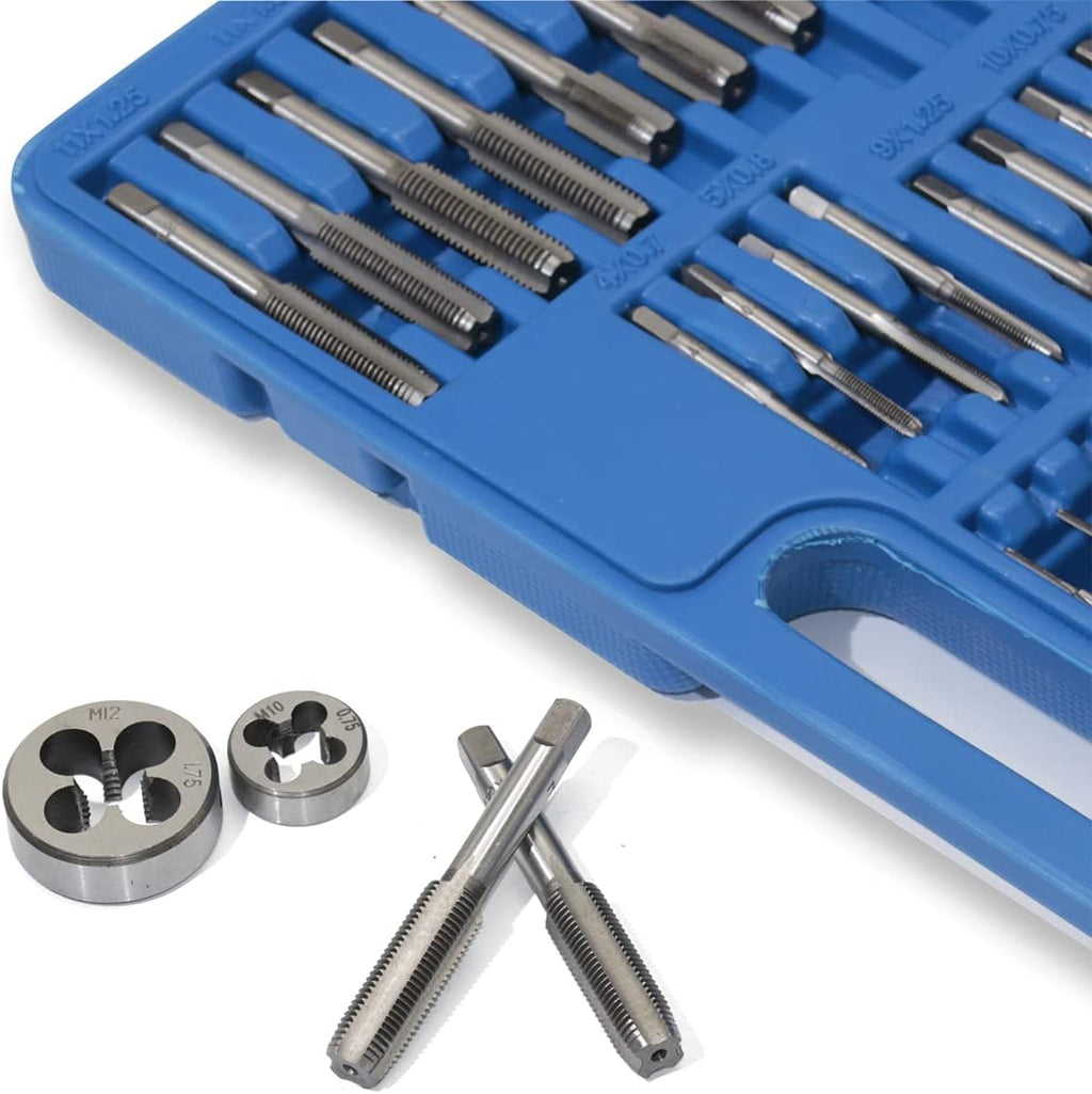 110PCS Hardened Alloy Steel Metric Tap and Die Tool Set with Storage Case K918702