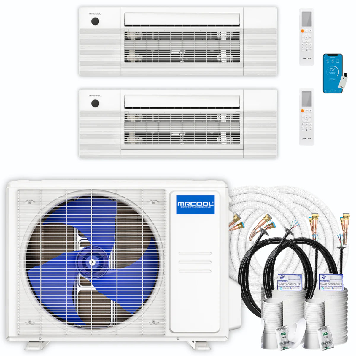 36,000 BTU 2 Zone Ceiling Cassette Ductless Air Conditioner and Heat Pump V634195