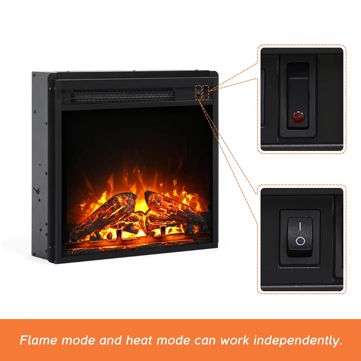 Black Fireplace TV Stand with LED Lights I902