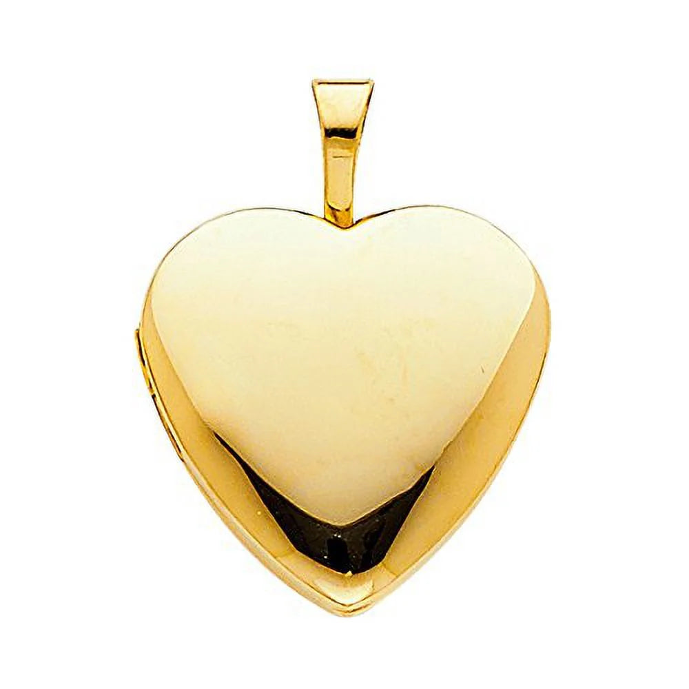 14k Yellow Gold Heart Locket Pendant with 0.8 mm Wheat Chain 16'' - 22'' E7524