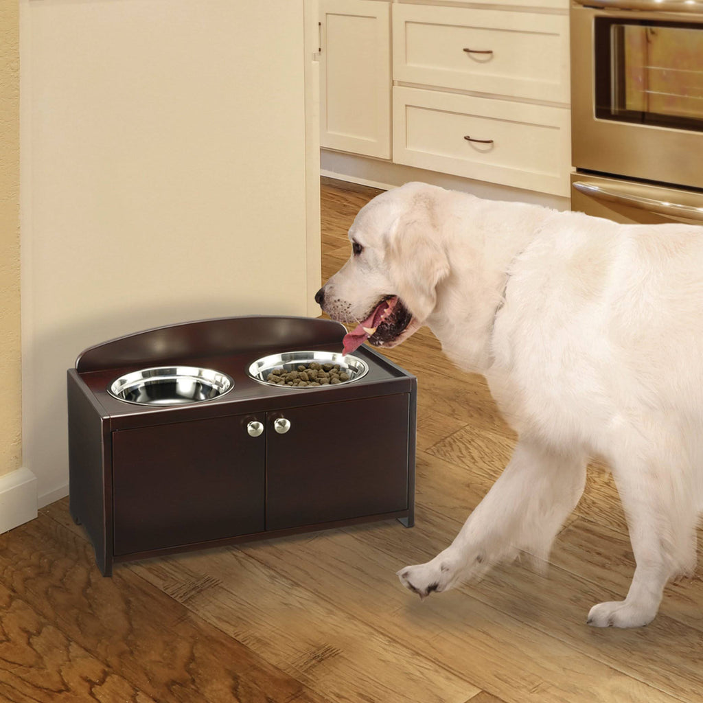 Dark Brown Wooden Pet Feeder B270