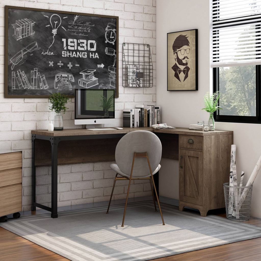 Reclaimed Oak L-Shape Desk V666919