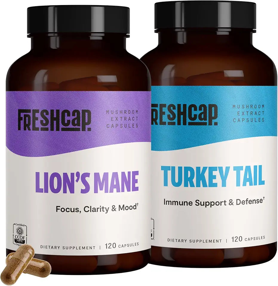 Lion's Mane and Turkey Tail Mushroom Capsules V158