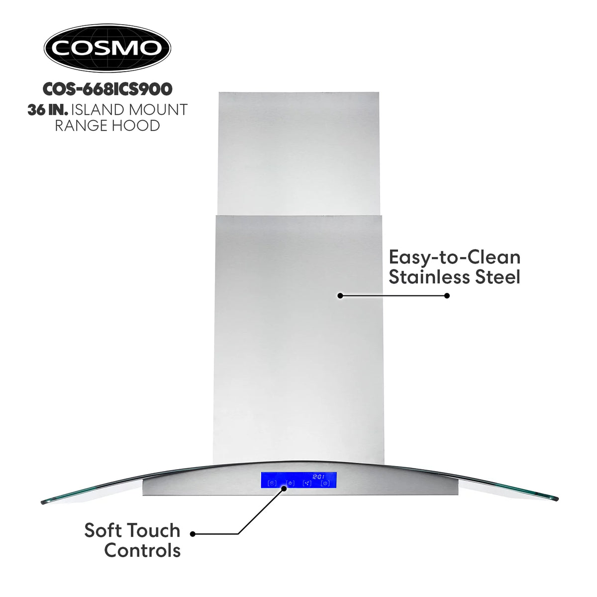 36 in. Ducted Island Range Hood in Stainless Steel O897510