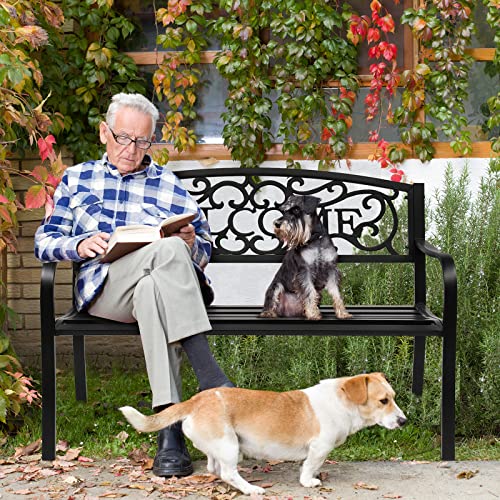 Black Metal Outdoor Bench H601