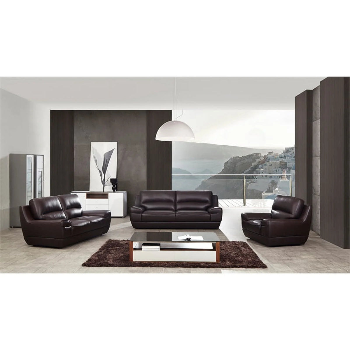 Dark Brown Italian Leather Chair E61624
