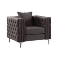Gray Fabric Upholstered Wooden Sofa Chair with Throw Pillow L12205