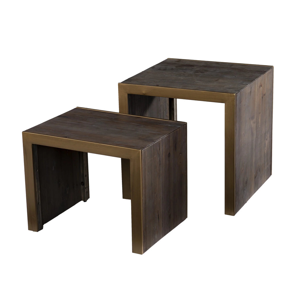 19 in. Solid Wood & Gold Nested End Tables - Set of 2 K8464