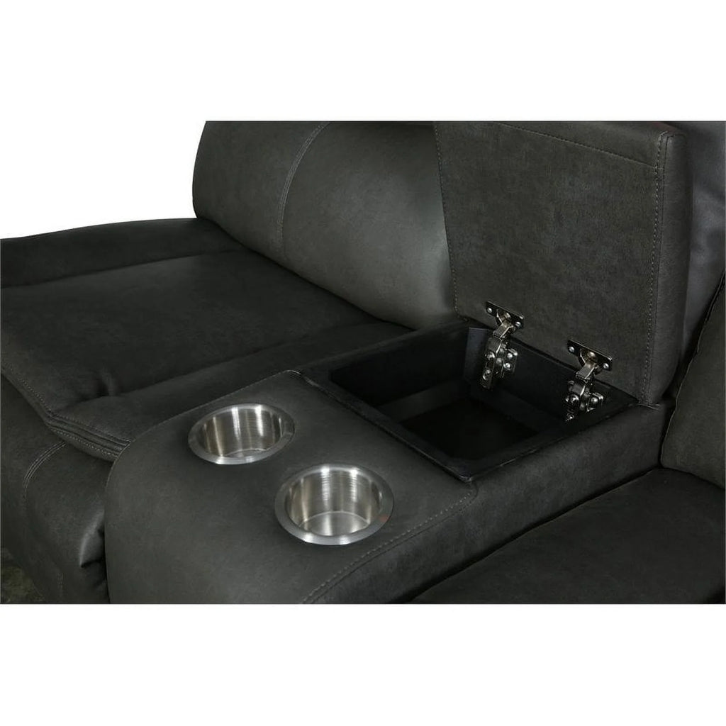 Gray Faux Leather Reclining Sectional M33849