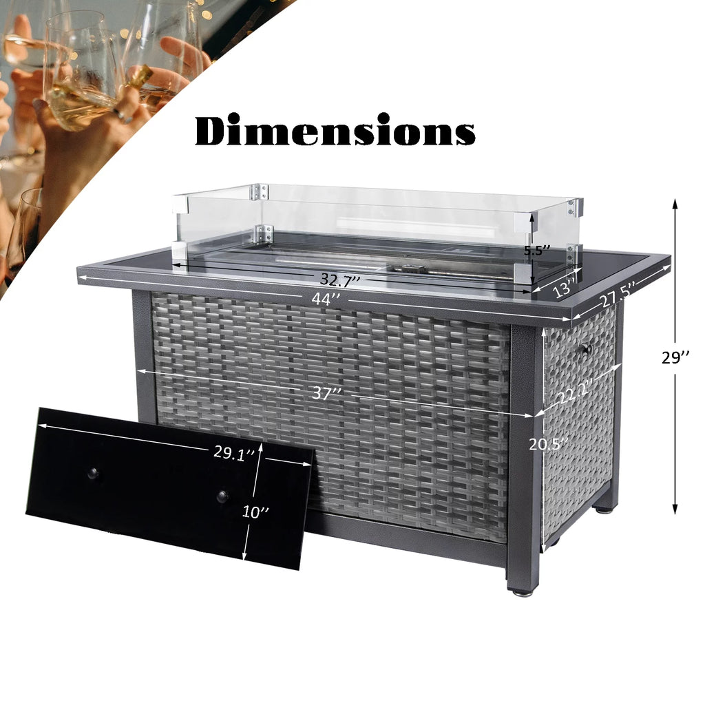 Propane Fire Pit Table with Wind Guard C387316