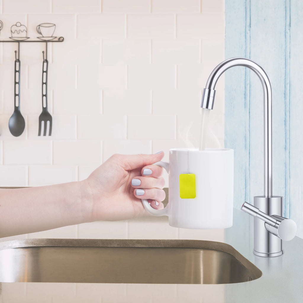 Digital Hot Water Dispenser 1300W with Brushed Nickel 2 Handle Faucet D843504
