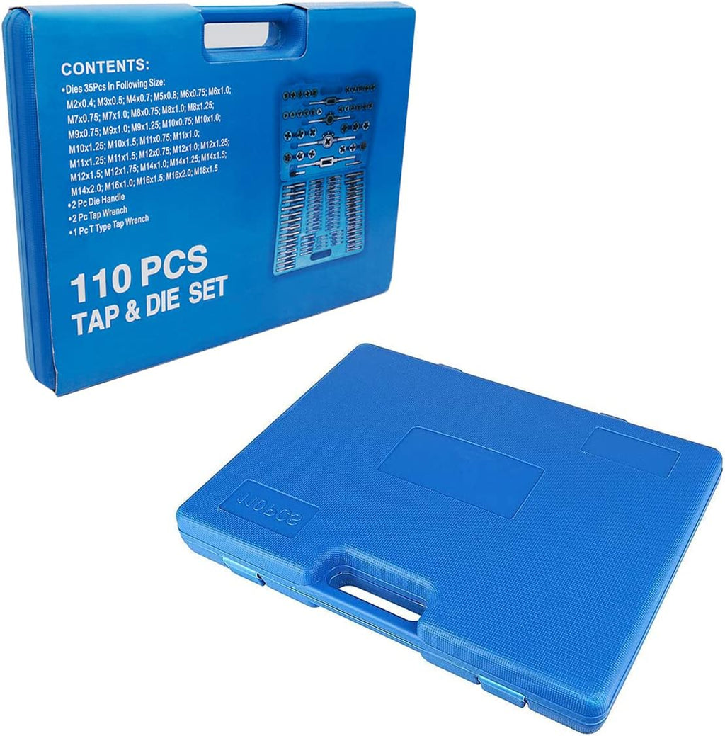 110PCS Hardened Alloy Steel Metric Tap and Die Tool Set with Storage Case K918702