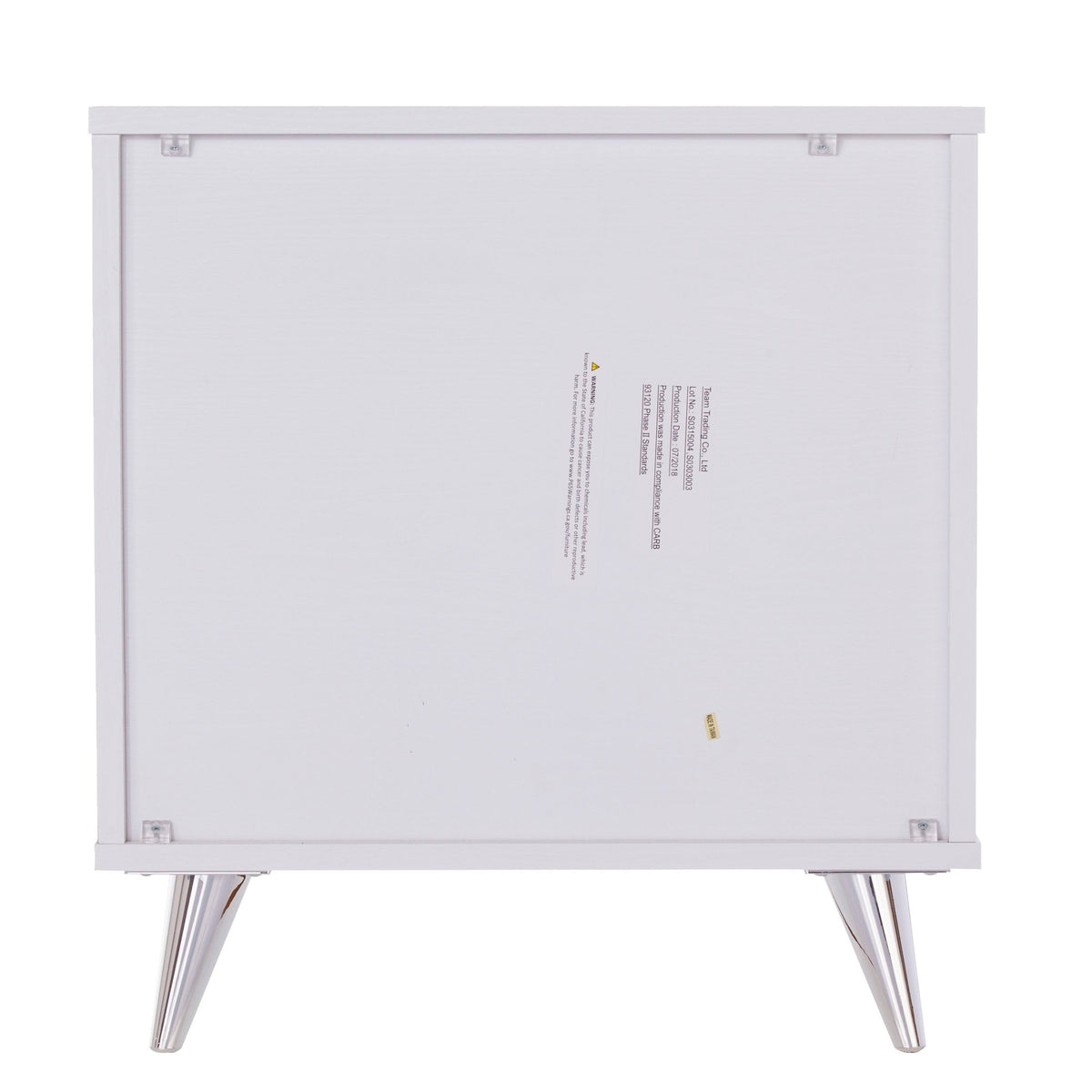 White Chrome Finish Bedside Table with Drawers A6473