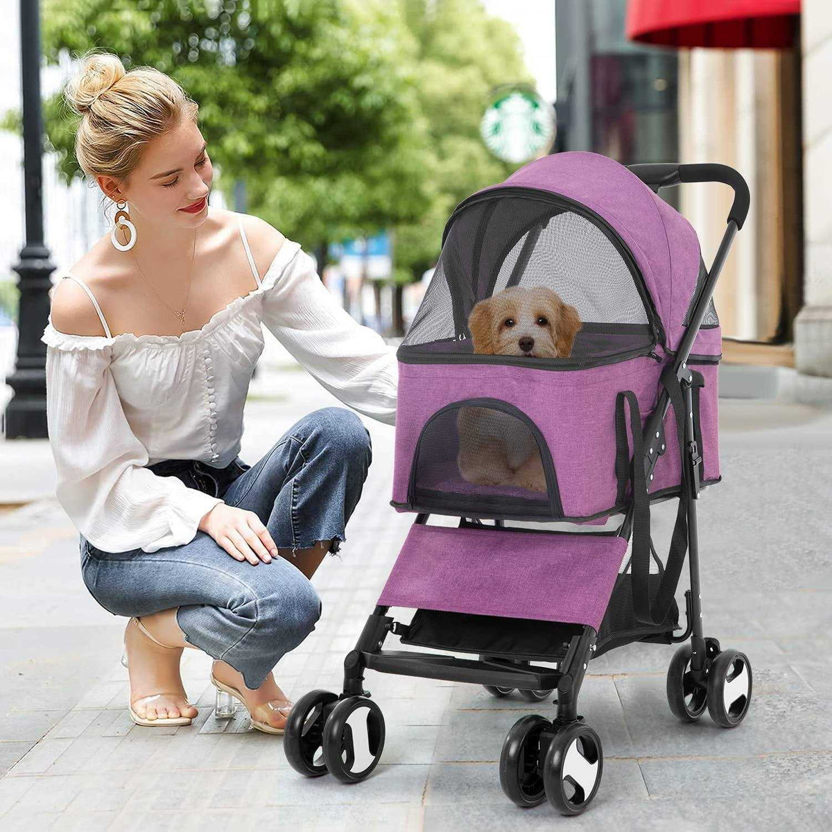 3-in-1 Pet Stroller with Detachable Carrier & Cup Holder C354