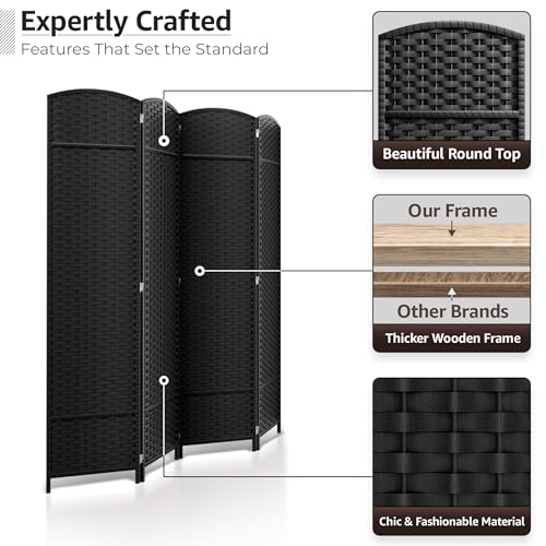 4 Panel 6 ft. Tall Mesh Hand-Woven Room Divider W8835