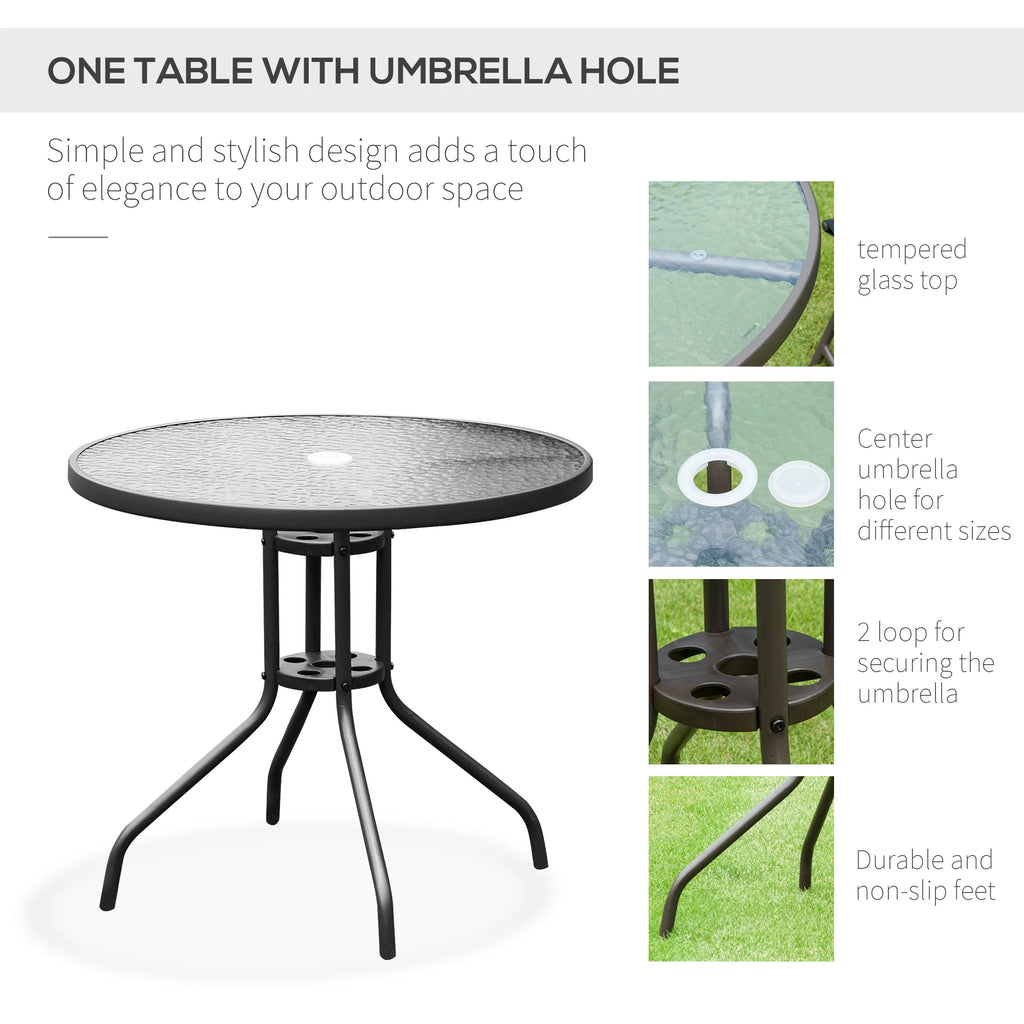 6 Piece Patio Dining Set with Umbrella, Black J5673
