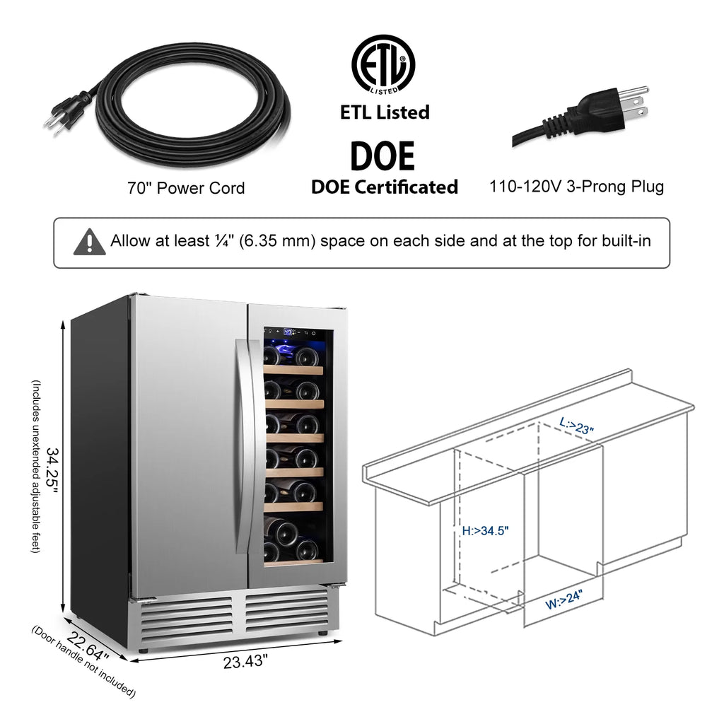 18 Bottle 57 Can Wine and Beverage Refrigerator D698