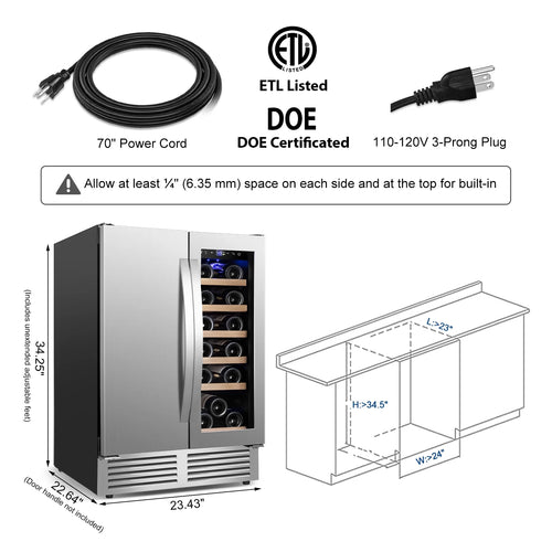 18 Bottle 57 Can Wine and Beverage Refrigerator D698