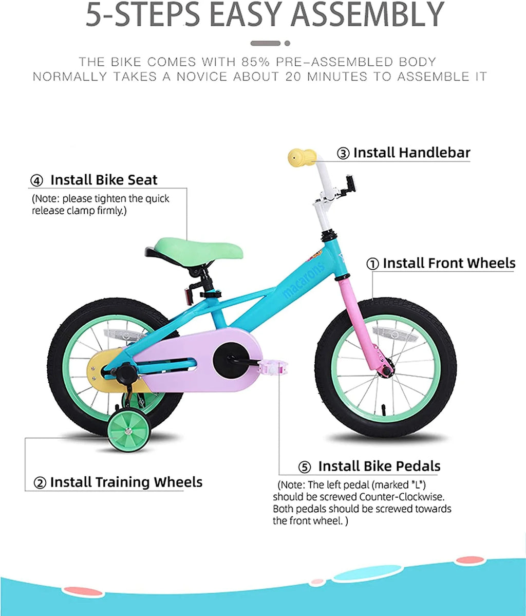Rainbow Kids Bike with Basket, Training Wheels & Coaster Brake S80333