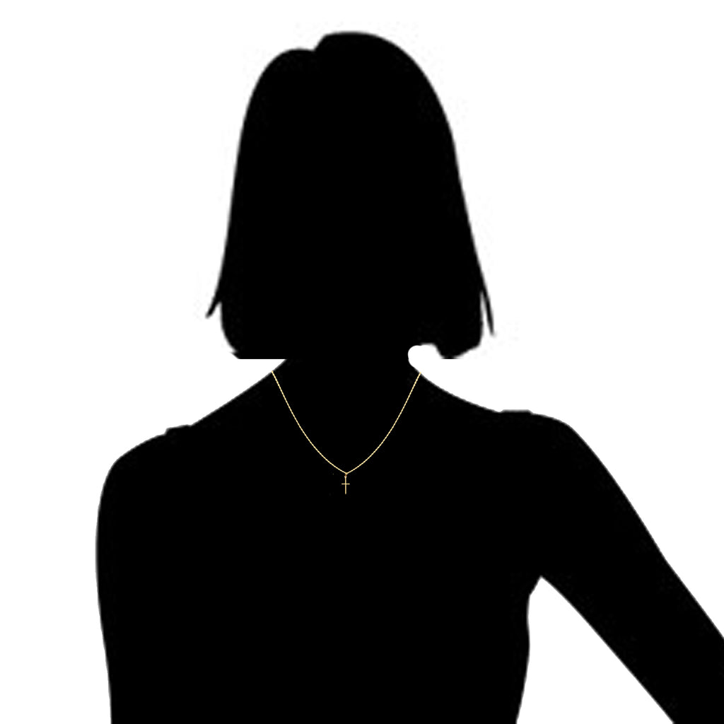 14K Gold Tubular Baby Cross Charm Pendant Necklace E8258