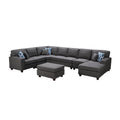 Dark Gray Linen Modular Sectional Sofa Chaise and Ottoman D6800
