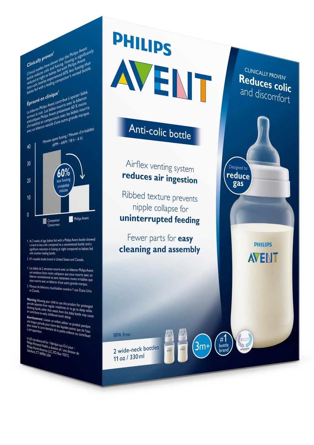 11oz 2pk Clear Anti-colic Baby Bottle I70875