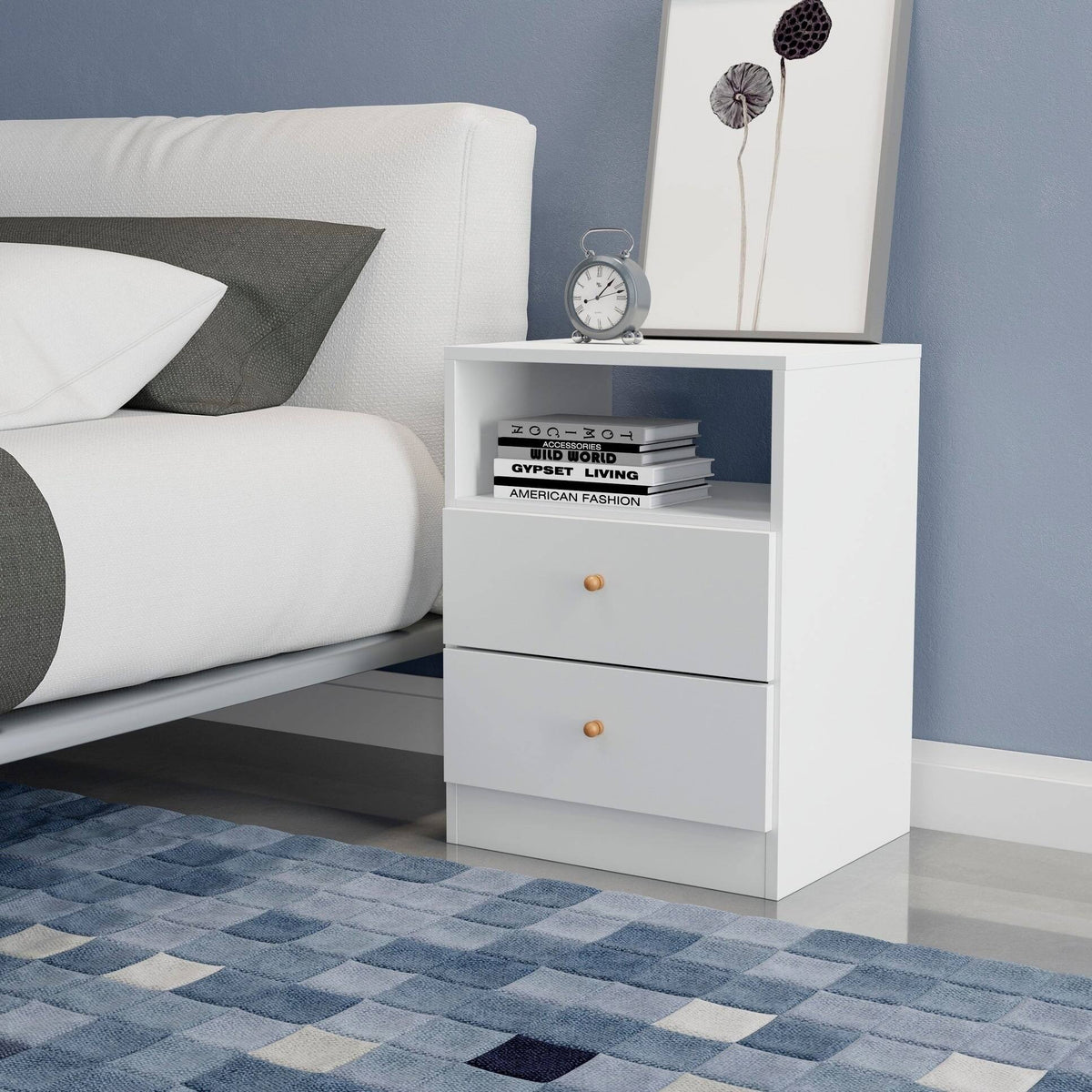 2-Drawer Brown Nightstand Y78833
