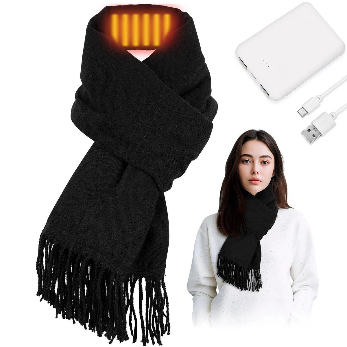 Heated Scarf Black Q297