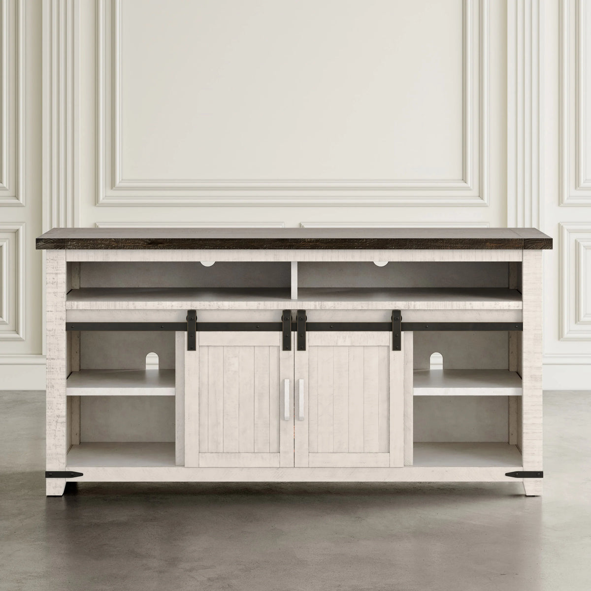 Solid Pine 64" TV Stand Console with Electric Fireplace R82381