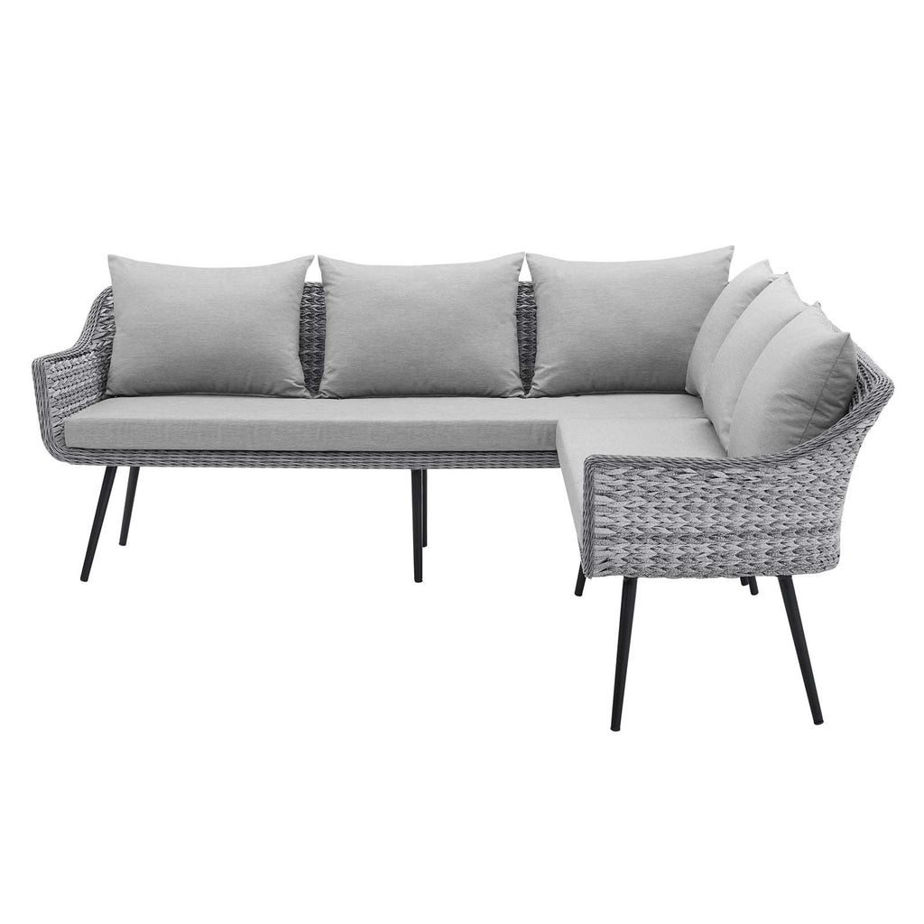 Grey Rattan Sectional Sofa U156