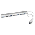 7 Port Compact USB 3.0 Hub with Built-in Cable, Aluminum, Silver S30782