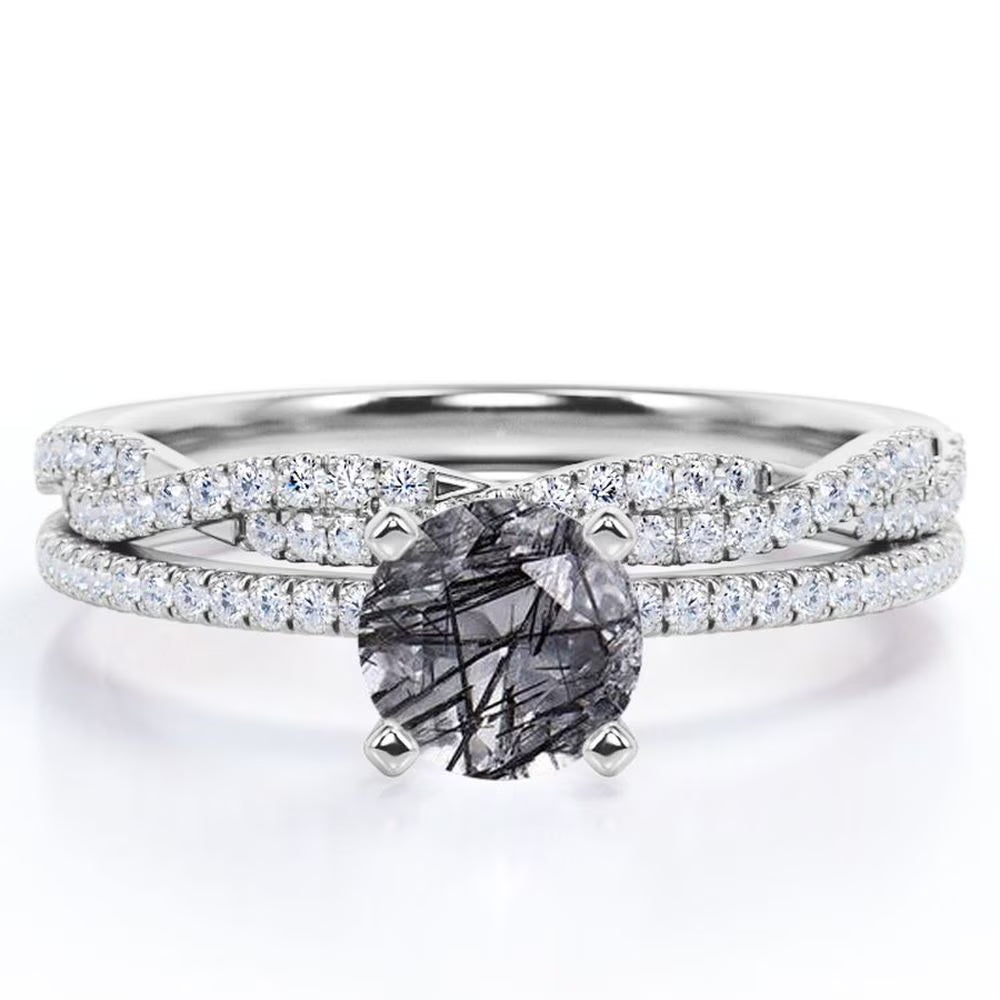 18K White Gold Plated Bridal Set O3651