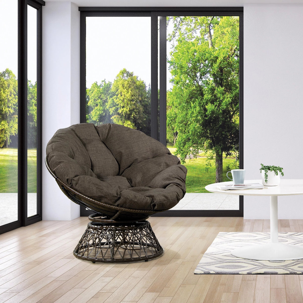 Brown Papasan Chair with Round Cushion M174367