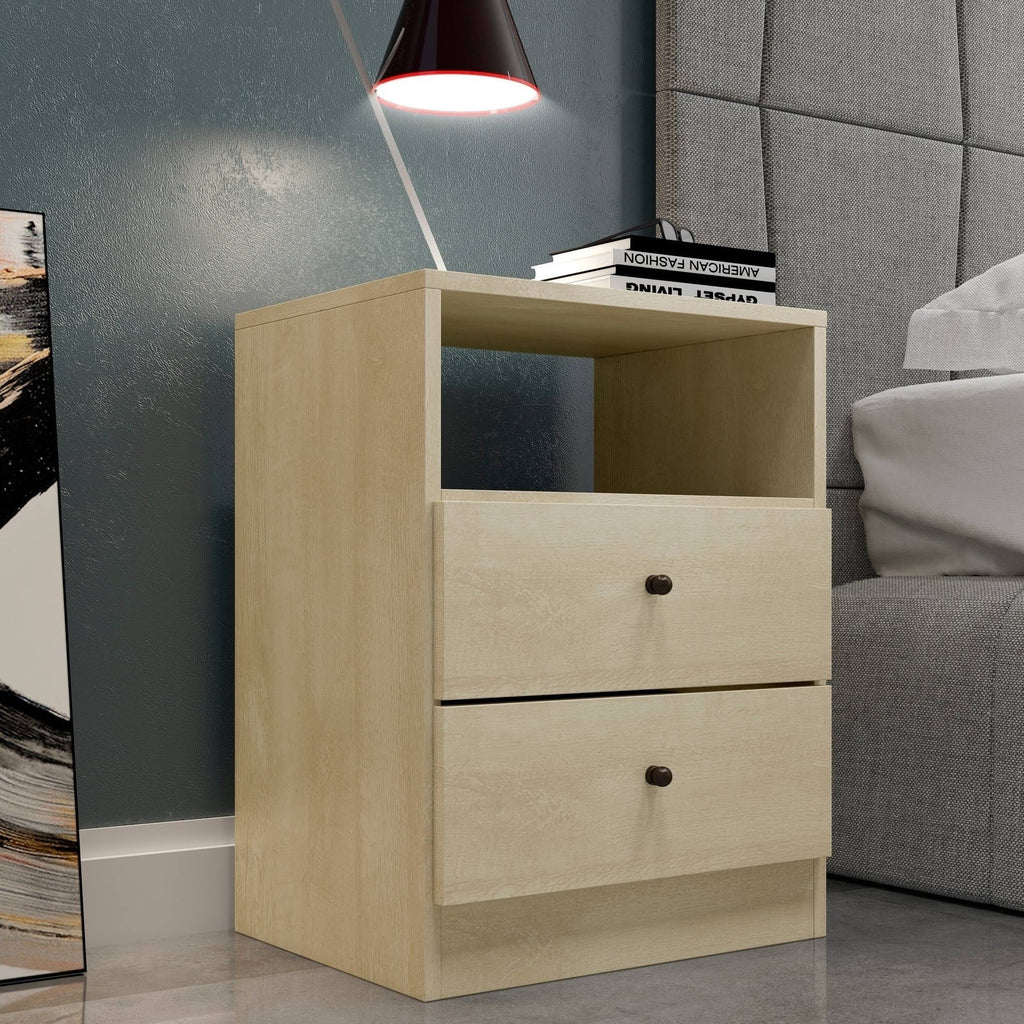 2-Drawer Brown Nightstand Y78833