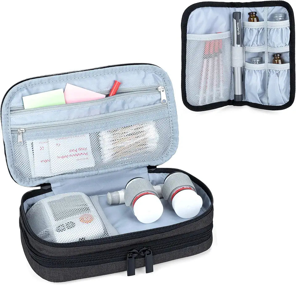 Black Double Layer Insulin Travel Case Y111651