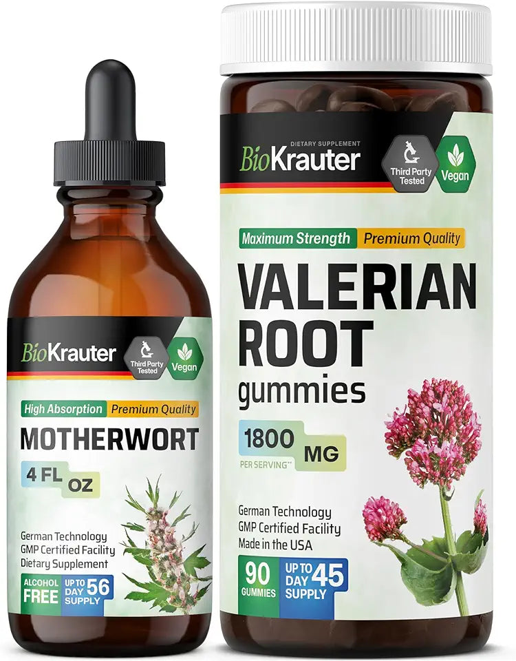 Motherwort Tincture 4 Fl. Oz. & Valerian 90 Gummies W543
