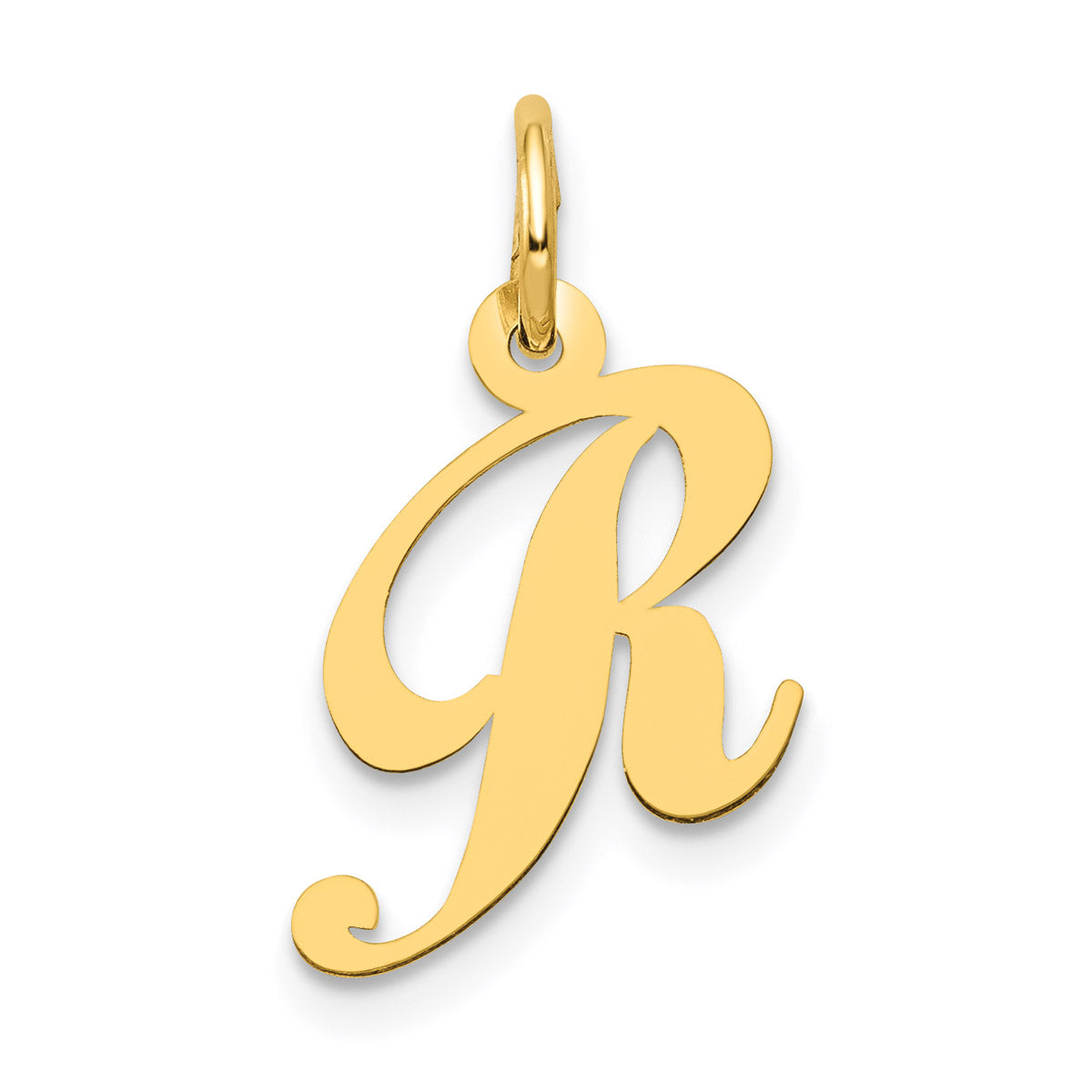 14K Yellow Gold Letter R Initial Pendant Charm with 18'' Rope Chain Necklace Y700789