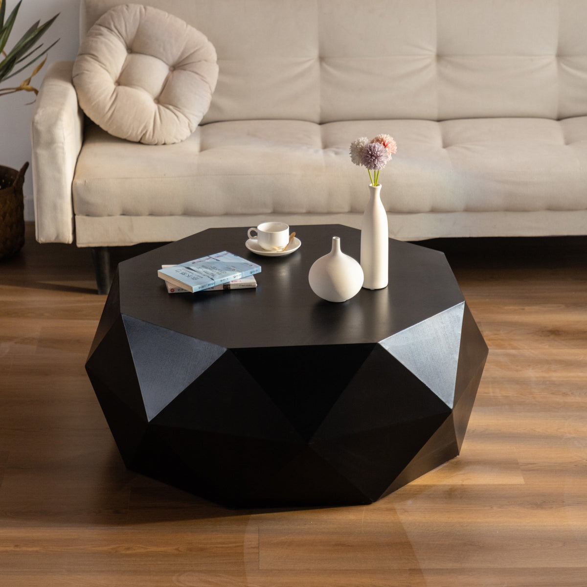 Vintage Style Coffee Table with Embossed Pattern T49508