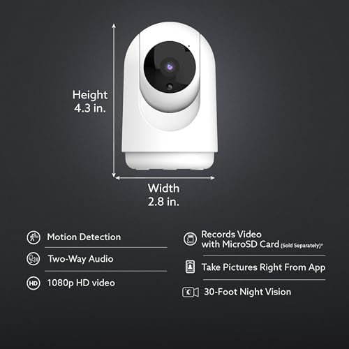 Indoor Security Camera with Motion Detection, Night Vision, 2-Way Audio, 1080p HD, White O822