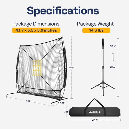 7 x 7 ft Baseball Softball Hitting Net with Carry Bag H7158