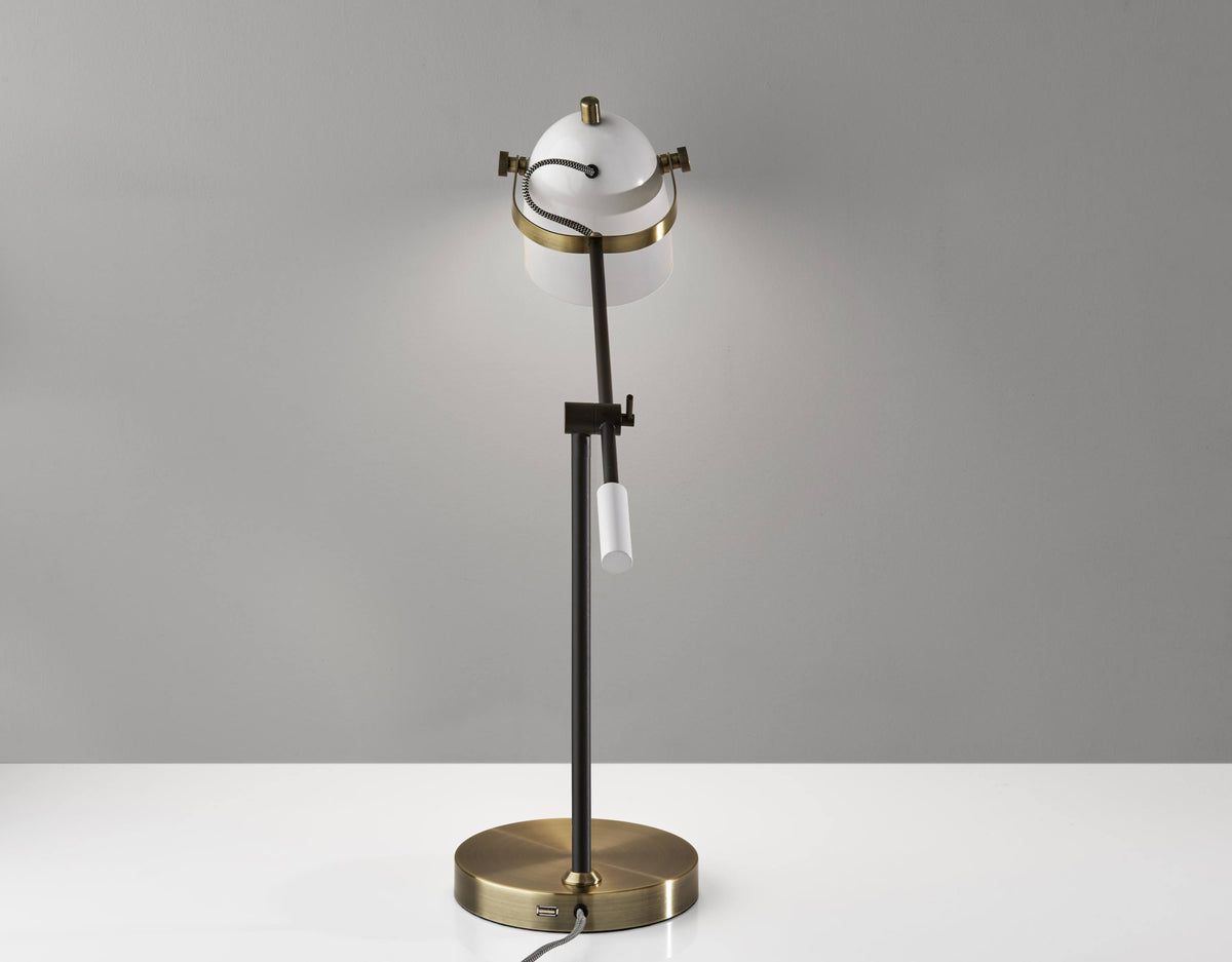 Black White and Antique Brass Desk Lamp M66743