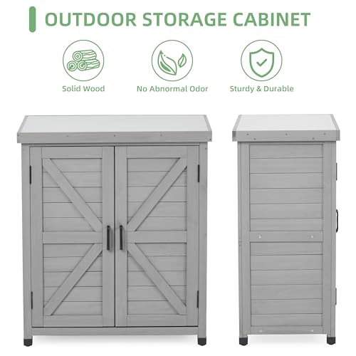 Potting Bench with Storage Cabinet and Metal Table Top M590
