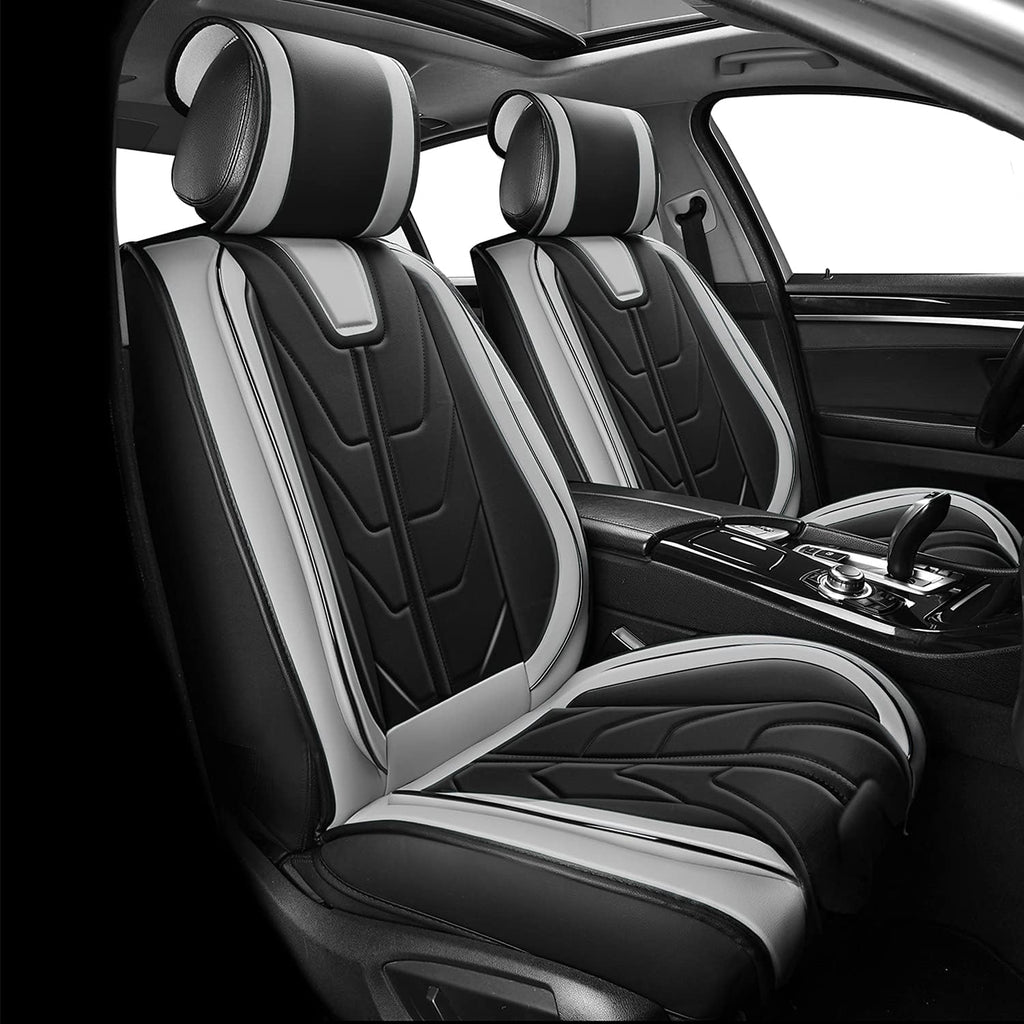 Black+Gray Leather Car Seat Cover O93275