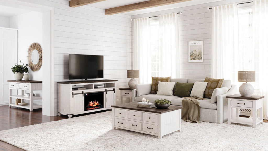 Solid Pine 64" TV Stand Console with Electric Fireplace R82381