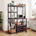 5 Tier Coffee Bar Station with Wine Rack and Power Outlet J344