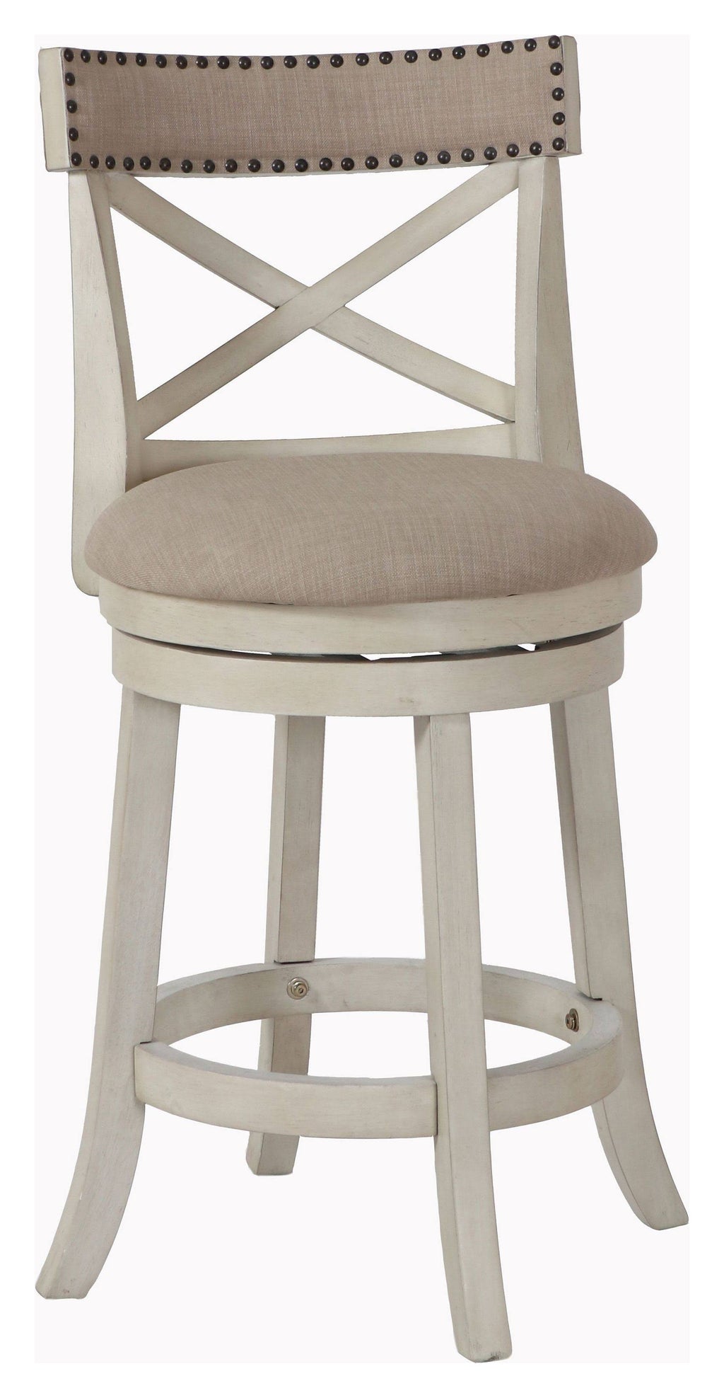 Antique White 24-Inch Counter Stool with Fabric Seat U58012