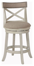 Antique White 24-Inch Counter Stool with Fabric Seat U58012